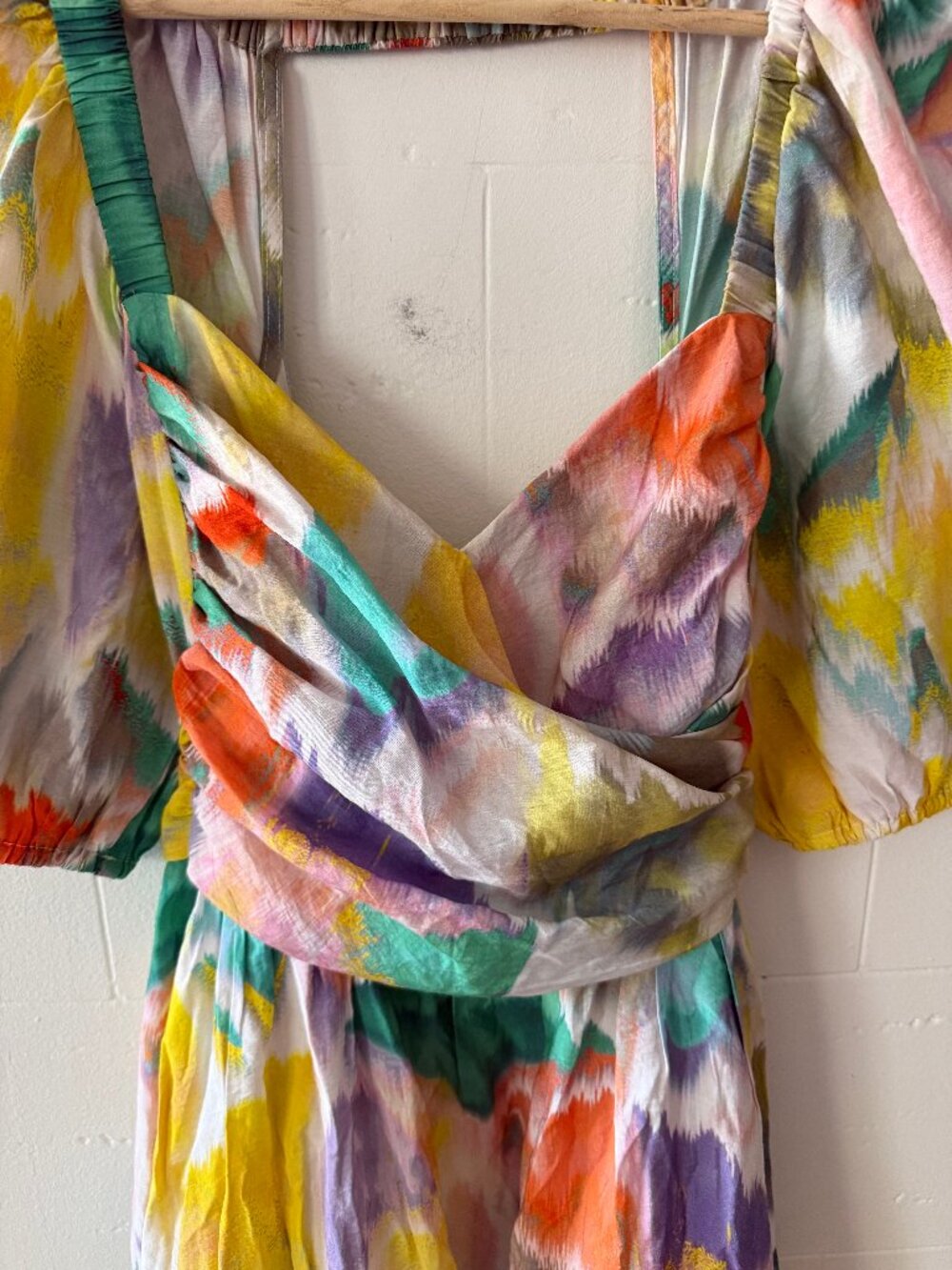 Anthropologie | Colorful Puff Sleeve Mini Dress | Summer Feminine | Medium - Picture 4 of 13